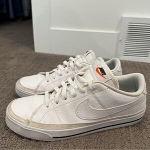 Nike White Sneakers with Orange Detail